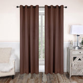 2 Pieces Plain Dyed Back Lining Eyelet Curtains - Chocolate Brown
